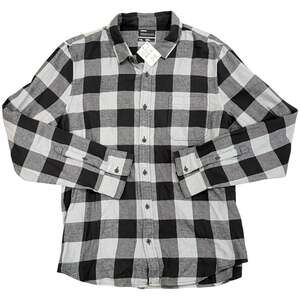 Public Opinion Men's Gray Oil Black Buffalo Plaid Long Sleeve Flannel Shirt XL